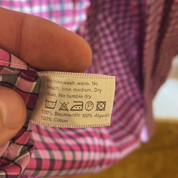 Pink / grey checkered Eton dress shirt. - Picture 5 of 5